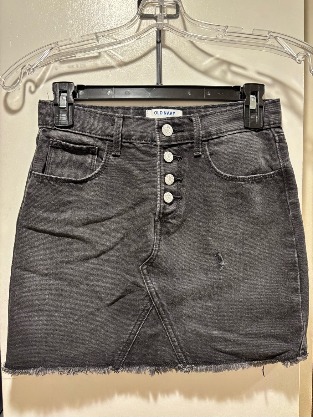 Old Navy Washed Black Denim Skirt with Button Fly